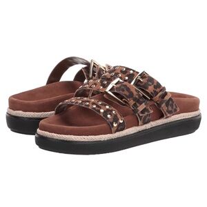VINCE CAMUTO Women’s Sandals ANIMAL PRINT ADJUSTABLE WIDTH Flat Shoes